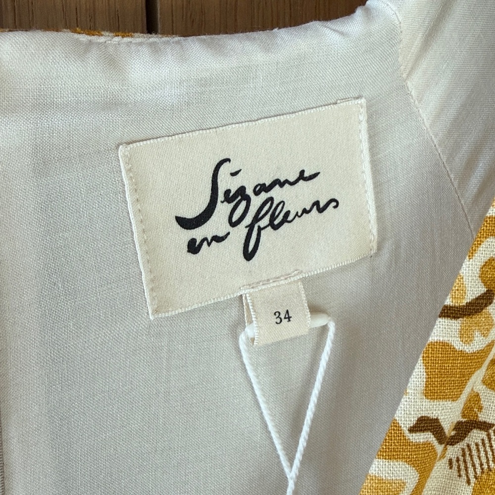 Sezane ROBE LONGUE NEOMIE ALCAZAR OCRE Yellow Floral Dress NWT SIZE 34 US 2 - Picture 6 of 16